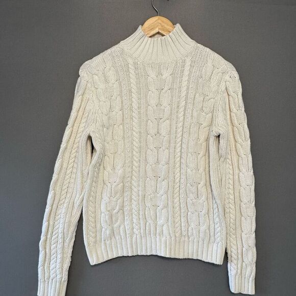 Chaps Ralph Lauren Women’s White Cable Sweater Size Large - Picture 1 of 8